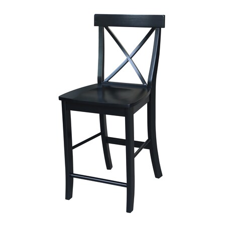 International Concepts X-Back Counter Height Stool, 24" Seat Height, Black S46-6132